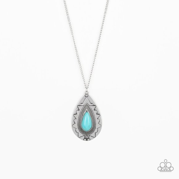 paparazzi Jewelry - Sedona Solstice Blue Silver Long Necklace